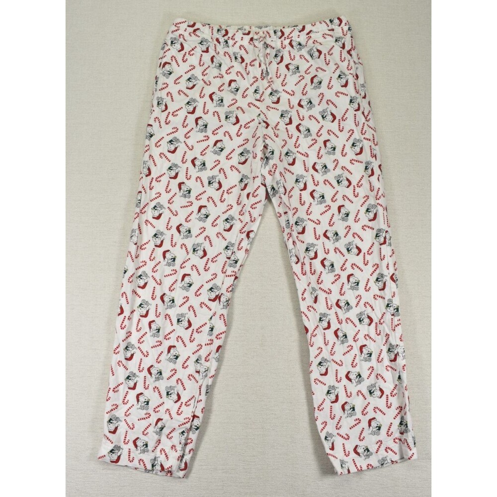 Hanna Andersson Adult Small Peanuts Holiday Flannel Pajama Pants White Christmas